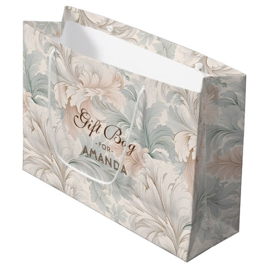 パステルカラー繊細な装飾フローラモチーフ ラージペーパーバッグ (正面アングル)