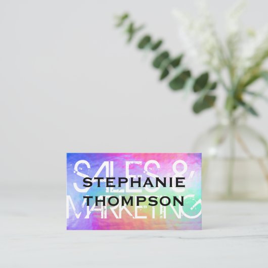 パステルカラー虹の背景 名刺 (スタンド正面)
