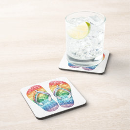 パステルカラー虹シークインビーチサンダル コースター