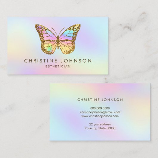 パステルカラー蝶 名刺 (正面/裏面)
