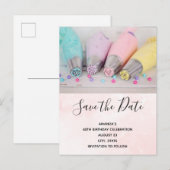 パステルカラー飾ケーキのツール日付を保存 インビテーションポストカード (正面/裏面)