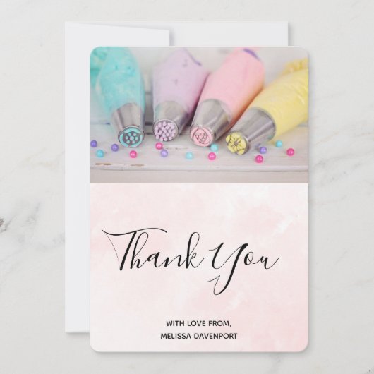 パステルカラー飾ケーキのツール サンキューカード (正面)