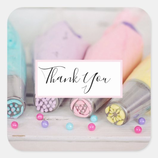 パステルカラー飾ケーキのツール スクエアシール (正面)