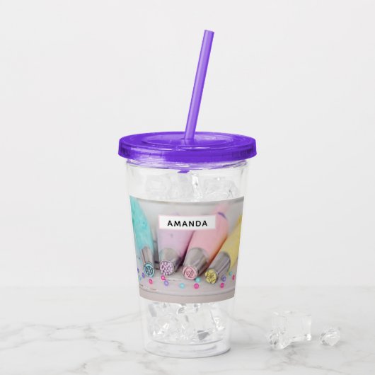 パステルカラー飾ケーキの工具写真 アクリルタンブラー (アイス裏面)