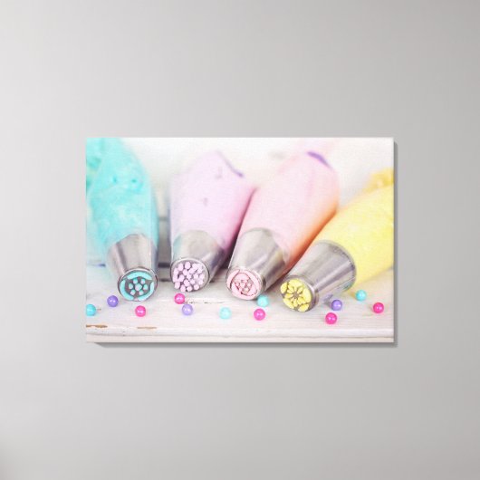 パステルカラー飾ケーキの工具写真 キャンバスプリント (正面)