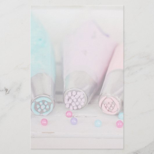 パステルカラー飾ケーキの工具写真 便箋 (正面)