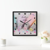 パステルカラー飾ケーキズツールキッチン スクエア壁時計 (ホーム)