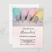 パステルカラー飾ケーキツール誕生日 インビテーションポストカード (正面/裏面)