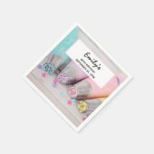 パステルカラー飾ケーキツール誕生日 スタンダードカクテルナプキン (角)