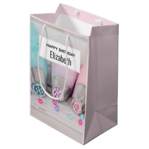 パステルカラー飾ケーキツール誕生日 ミディアムペーパーバッグ