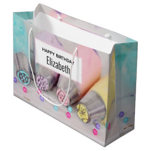 パステルカラー飾ケーキツール誕生日 ラージペーパーバッグ