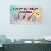 パステルカラー飾ケーキツール誕生日 横断幕 (トレードショー)