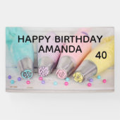 パステルカラー飾ケーキツール誕生日 横断幕 (横)