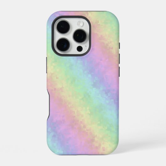 パステルカラー3Dレインボーアートのブロック iPhoneケース (裏面)