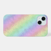 パステルカラー3Dレインボーアートのブロック iPhone 15ケース (裏面横)