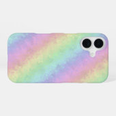 パステルカラー3Dレインボーアートのブロック iPhone 16ケース (裏面横)