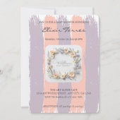 パステルカラー ニュートラル ワイルドフラワー ベビーシャワー 招待状 (正面)