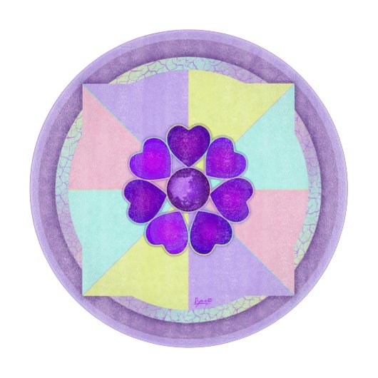 パステルカラー&パープルハートのビート カッティングボード (正面)