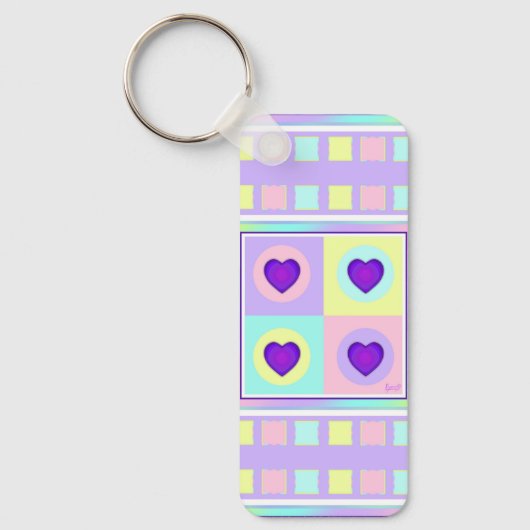 パステルカラー&パープルハートのビート キーホルダー (正面)