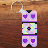 パステルカラー&パープルハートのビート キーホルダー (正面)