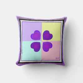 パステルカラー&パープルハートのビート クッション