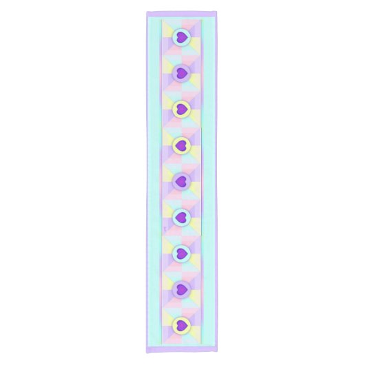 パステルカラー&パープルハートのビート ショートテーブルランナー (正面)