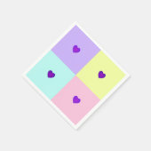 パステルカラー&パープルハートのビート スタンダードカクテルナプキン (角)