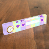 パステルカラー&パープルハートのビート デスクネームプレート (側面)