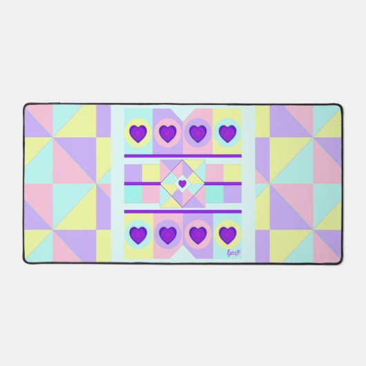 パステルカラー&パープルハートのビート デスクマット (正面)