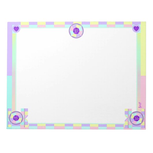 パステルカラー&パープルハートのビート ノートパッド (正面)