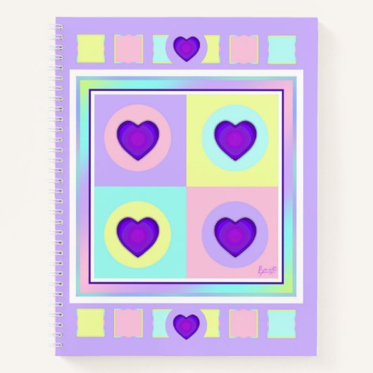 パステルカラー&パープルハートのビート ノートブック (正面)