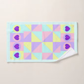 パステルカラー&パープルハートのビート バスタオルセット (ハンドタオル)