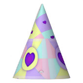 パステルカラー&パープルハートのビート パーティーハット (左)