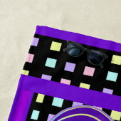 パステルカラー&パープルハートのビート ビーチタオル (インサイチュ)