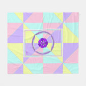 パステルカラー&パープルハートのビート フリースブランケット (正面(横))