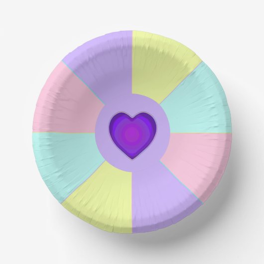 パステルカラー&パープルハートのビート ペーパーボウル (正面)