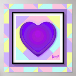 パステルカラー&パープルハートのビート ポスター