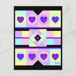 パステルカラー&パープルハートのビート ポストカード