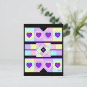 パステルカラー&パープルハートのビート ポストカード (スタンド正面)