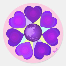 パステルカラー&パープルハートのビート ラウンドシール