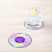 パステルカラー&パープルハートのビート ラウンドペーパーコースター (インサイチュ)