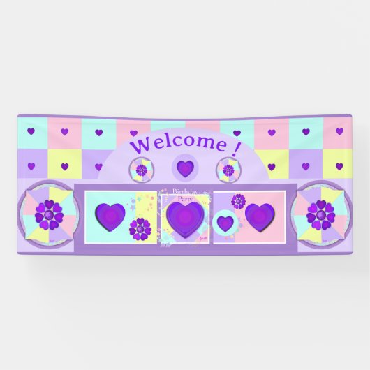 パステルカラー&パープルハートのビート 横断幕 (横)