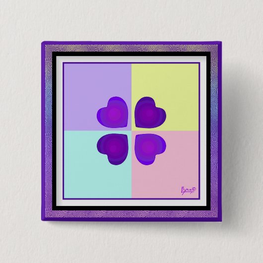 パステルカラー&パープルハートのビート 缶バッジ (正面)