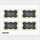 パステルカラー、水玉模様;ヴィンテージシャルボード 長方形シール (シート)