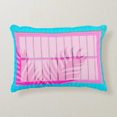 パステルカリブのピンクブルービーチハウスウィンドウ アクセントクッション (正面)