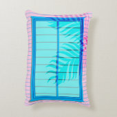 パステルカリブのピンクブルービーチハウスウィンドウ アクセントクッション (裏面(縦))