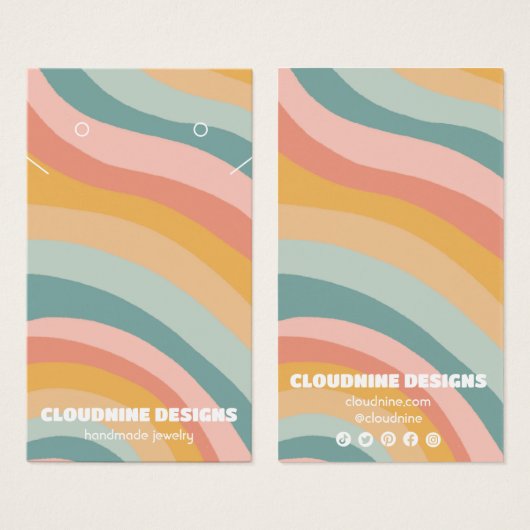 パステルカーブイヤリングネックレスジュエリーディスプレイカード (正面&裏面)