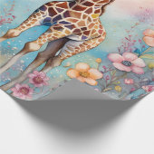 パステルガーデンで愛の中のキリンのペア ラッピングペーパー (角)
