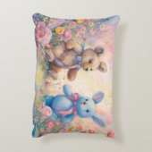 パステルガーデンのテディベアとバニー アクセントクッション (裏面(縦))
