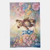 パステルガーデンのテディベアとバニー キッチンタオル (縦)